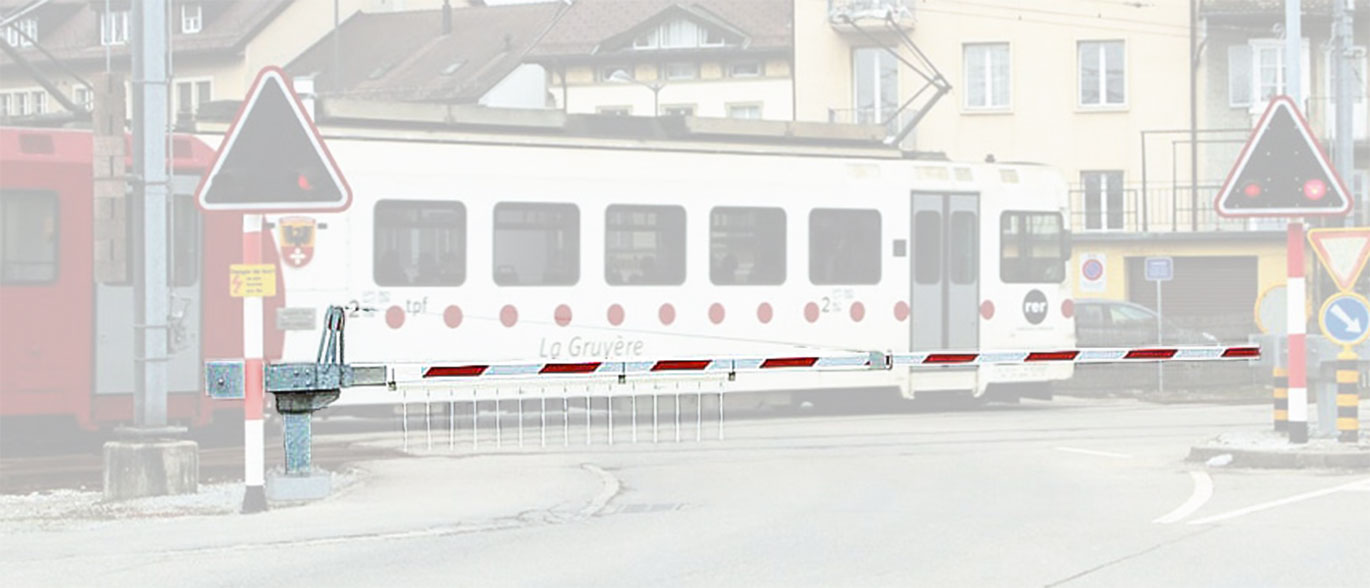 Picture of a level crossing barrier